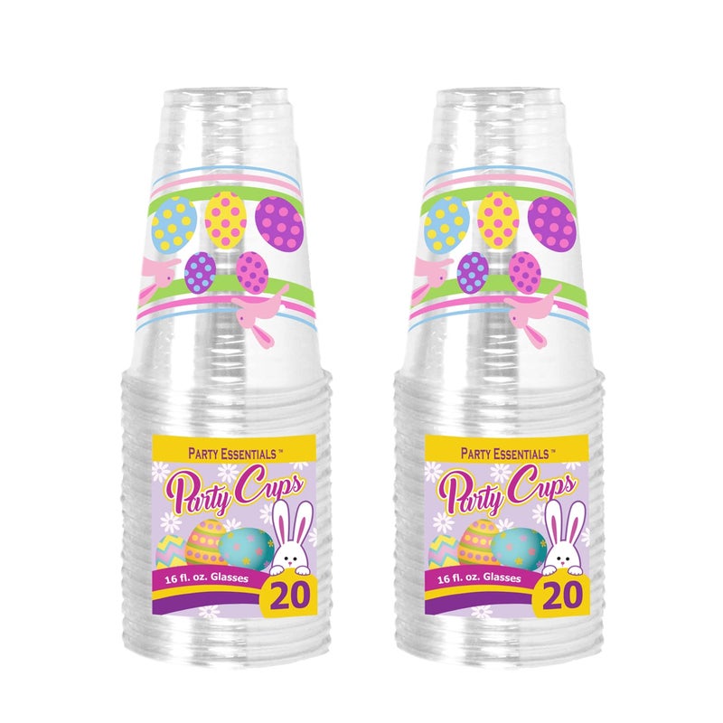 Party Essentials Soft Plastic Printed Party Cups, 16-Ounce, Easter, 40-Count - Image 3